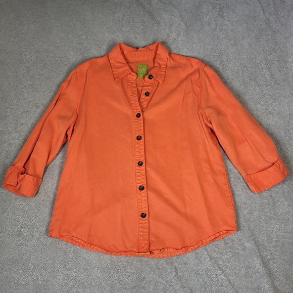 Pulp Bright Orange Rolled Sleeve Button-up Shirt - Picture 1 of 9